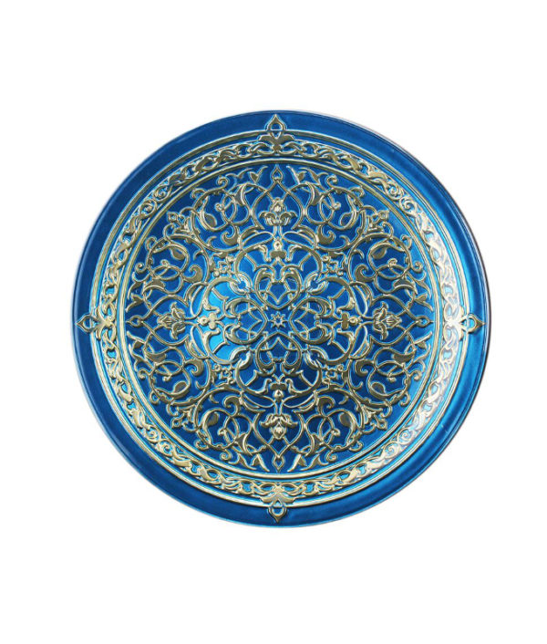 Irena-Plate-Istanbul-Light-Blue-Gold-600x706-1 Irena Istanbul Crystal Underplate 35cm - Blue & Gold - Image 1
