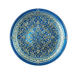 IRENA ISTANBUL CRYSTAL GLASS PLATE LIGHT BLUE & GOLD 35CM